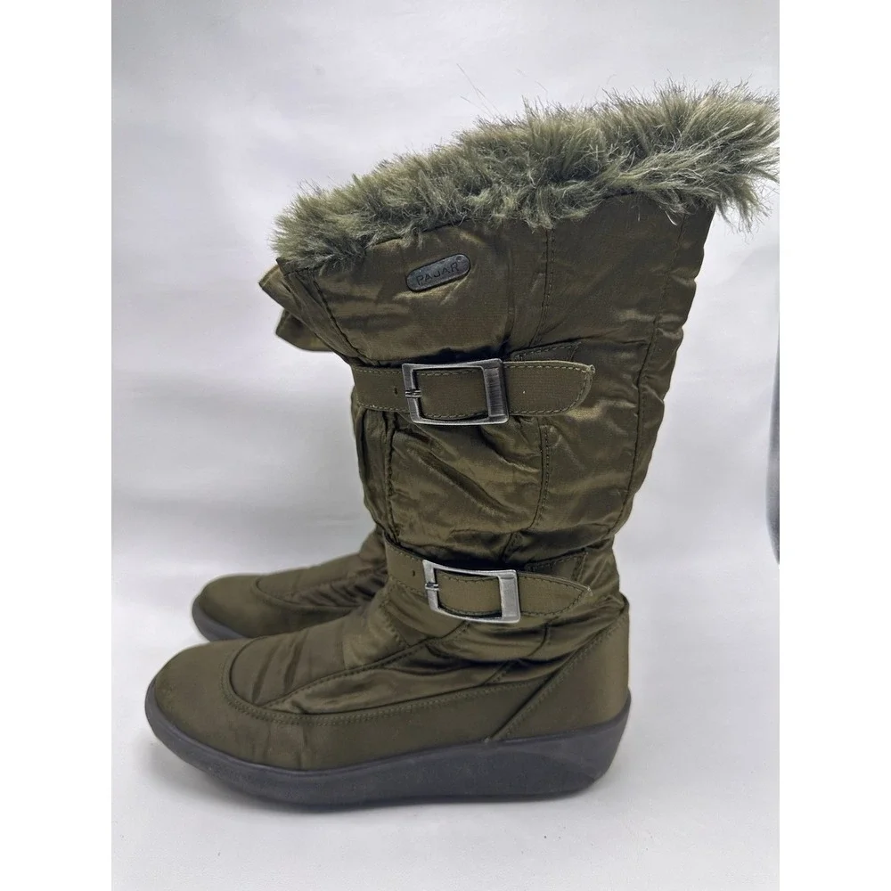 Pajar Womens Green‎ Round Toe Mid-Calf Shearling Style Boots Size EU 39 US 8